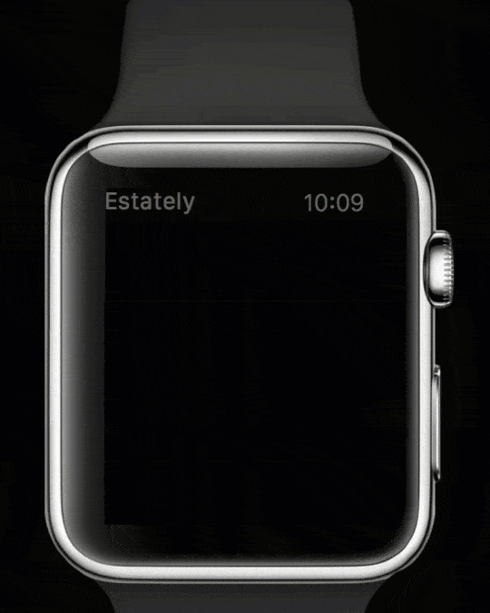 Concept animation to reveal search results on Apple Watch.