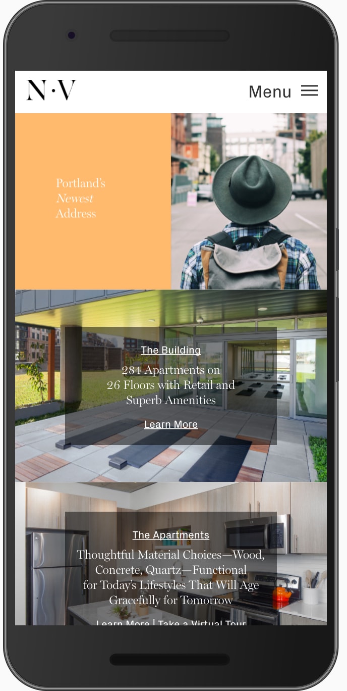 NV Portland mobile website screen shot.